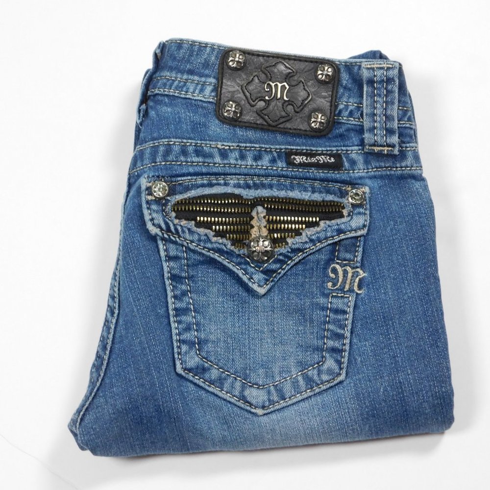 Miss Me Boot Cut Zip Pocket Jeans 28